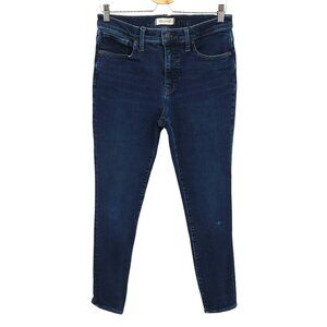 Madewell Women 30 9in Mid Rise Skinny Dark Wash Blue Denim Jeans Cotton Blend